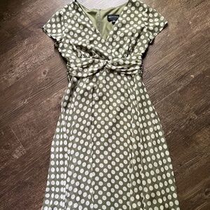 Connected Apparel Women's Dress, Sage with Cream Polka Dots